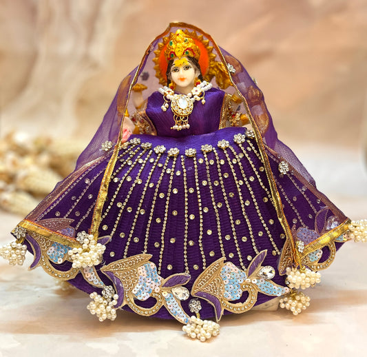 Mata Rani Dark Purple Lehenga, choli & Duppatta- 3 piece set