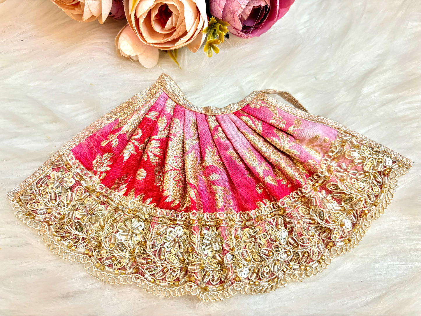 Mata Rani Lehenga & Patka ( 2 piece set) - Pink CutDana Banarasi