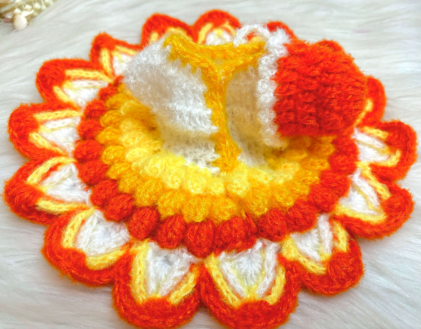 Sunflower Woollen Laddu Gopal Dress with Woollen Cap