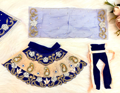  Laxmi ji & Ganesh ji Set Blue & Peach Lehenga & Dhoti - 6 piece set