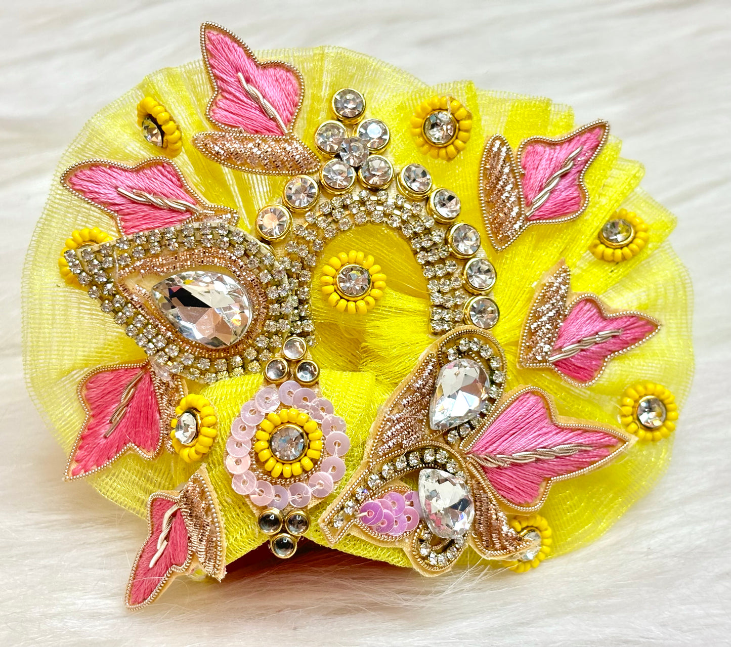 Yellow Peacock Heavy Laddu Gopal Dress