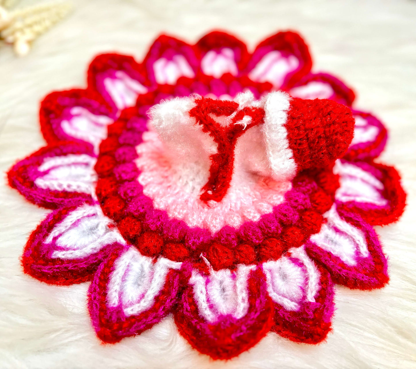 Pink Woollen Laddu Gopal Dress with Woollen Cap