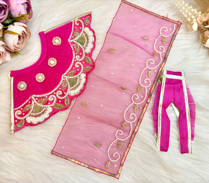 Luxe - Mata Rani Pink Pearl & Sequence Lehenga, choli & Duppatta- 3 piece set