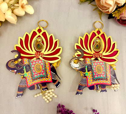 Royal Elephant Shubh Labh Hanging (Pack of 2 pair)