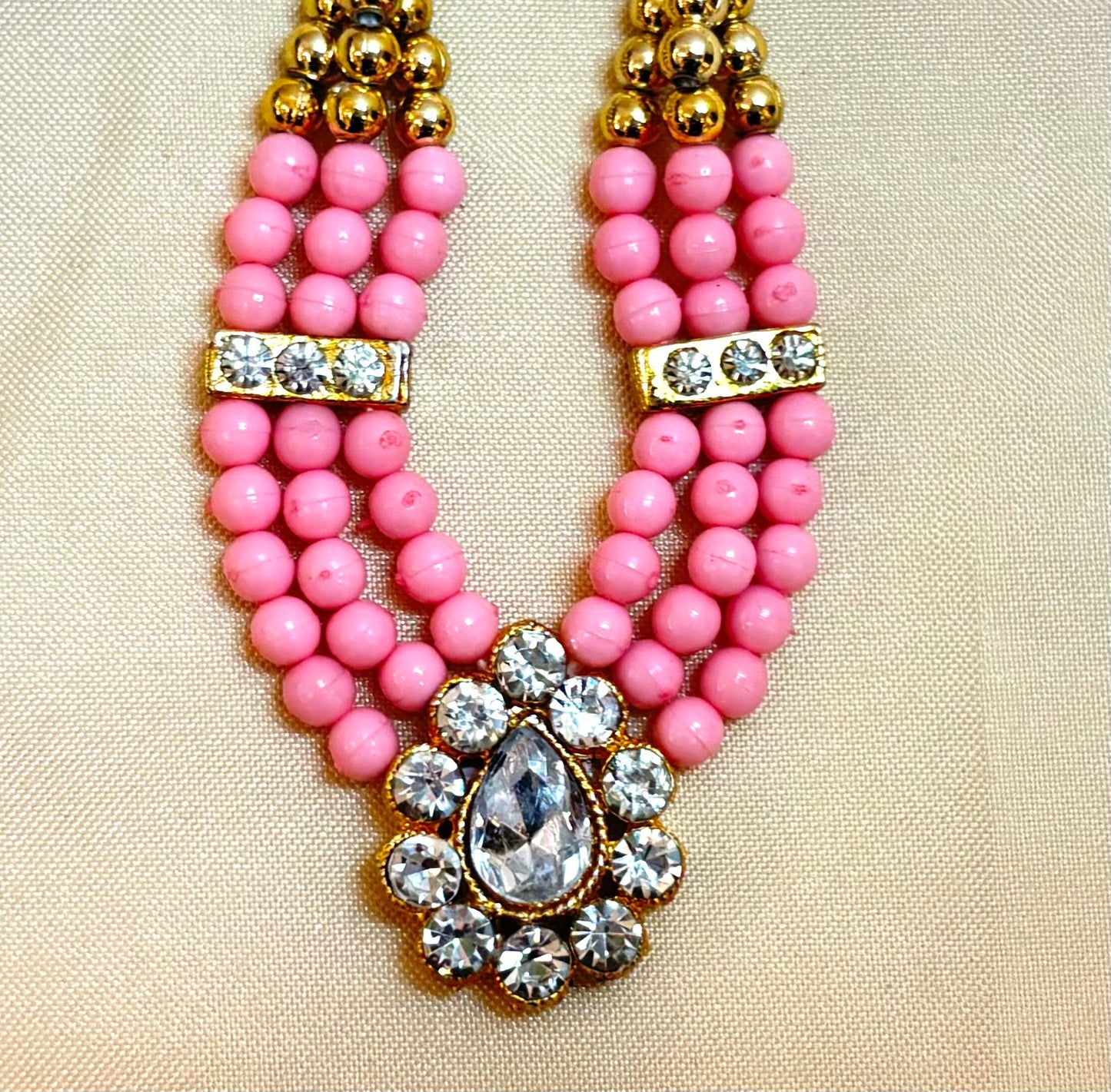 Light Pink Stone Necklace / Haar  for laddu gopal ji (Free Size)