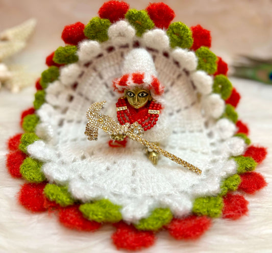 Christmas Santa Woollen Laddu Gopal Dress with Woollen Cap