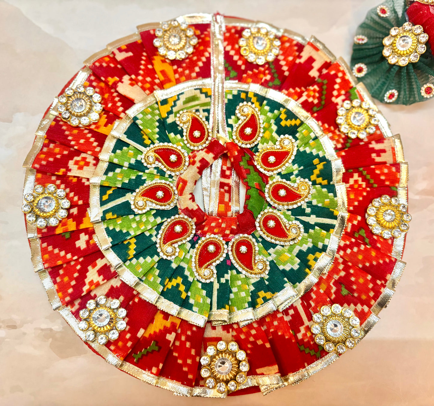 Red & Green Laddu Gopal Dress