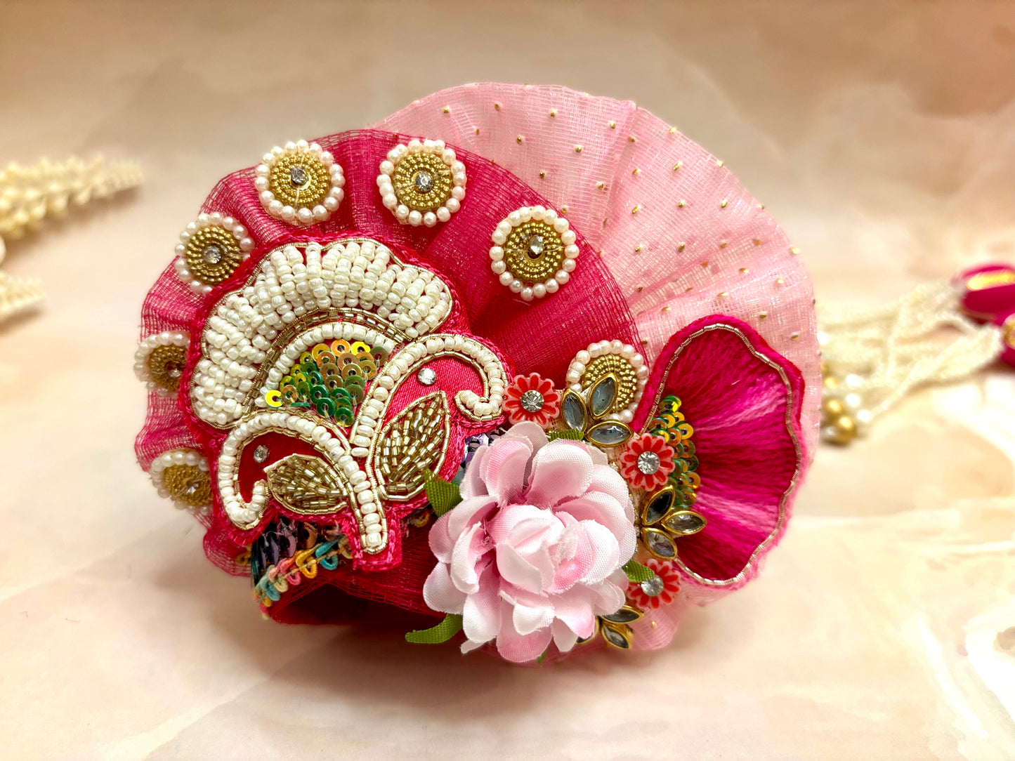 Pink Pearl & Sequence Laddu Gopal Dress