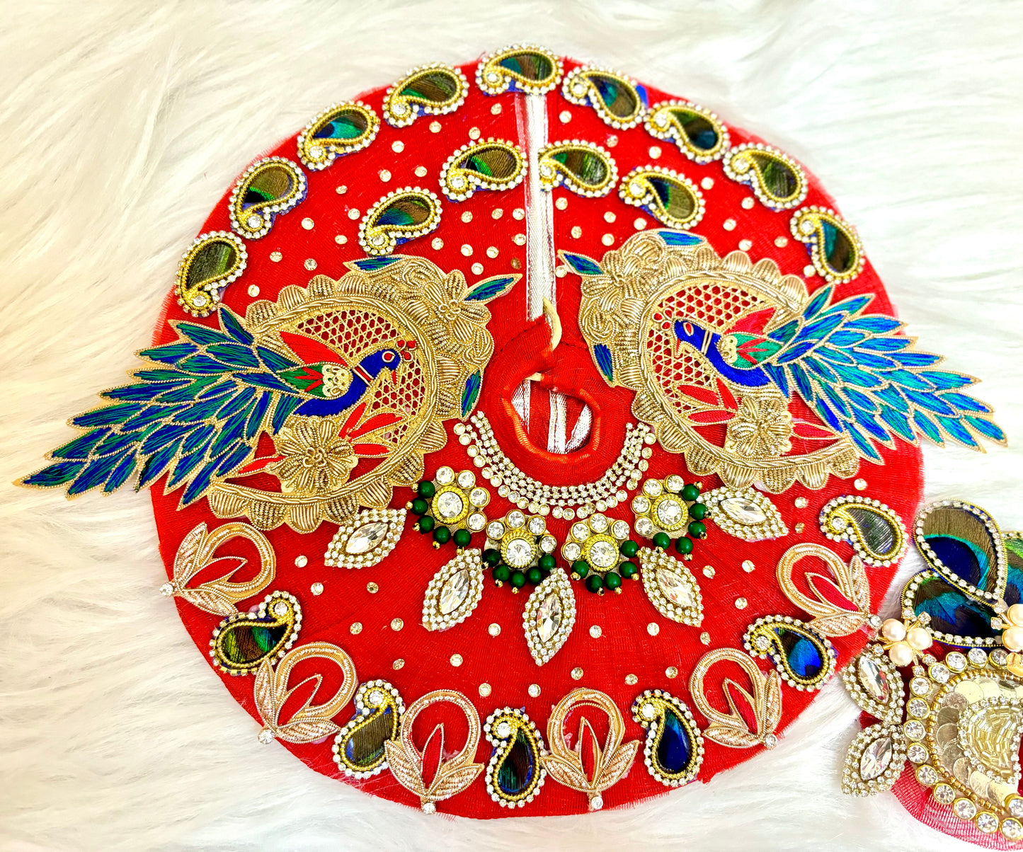 Red Peacock Laddu Gopal Dress