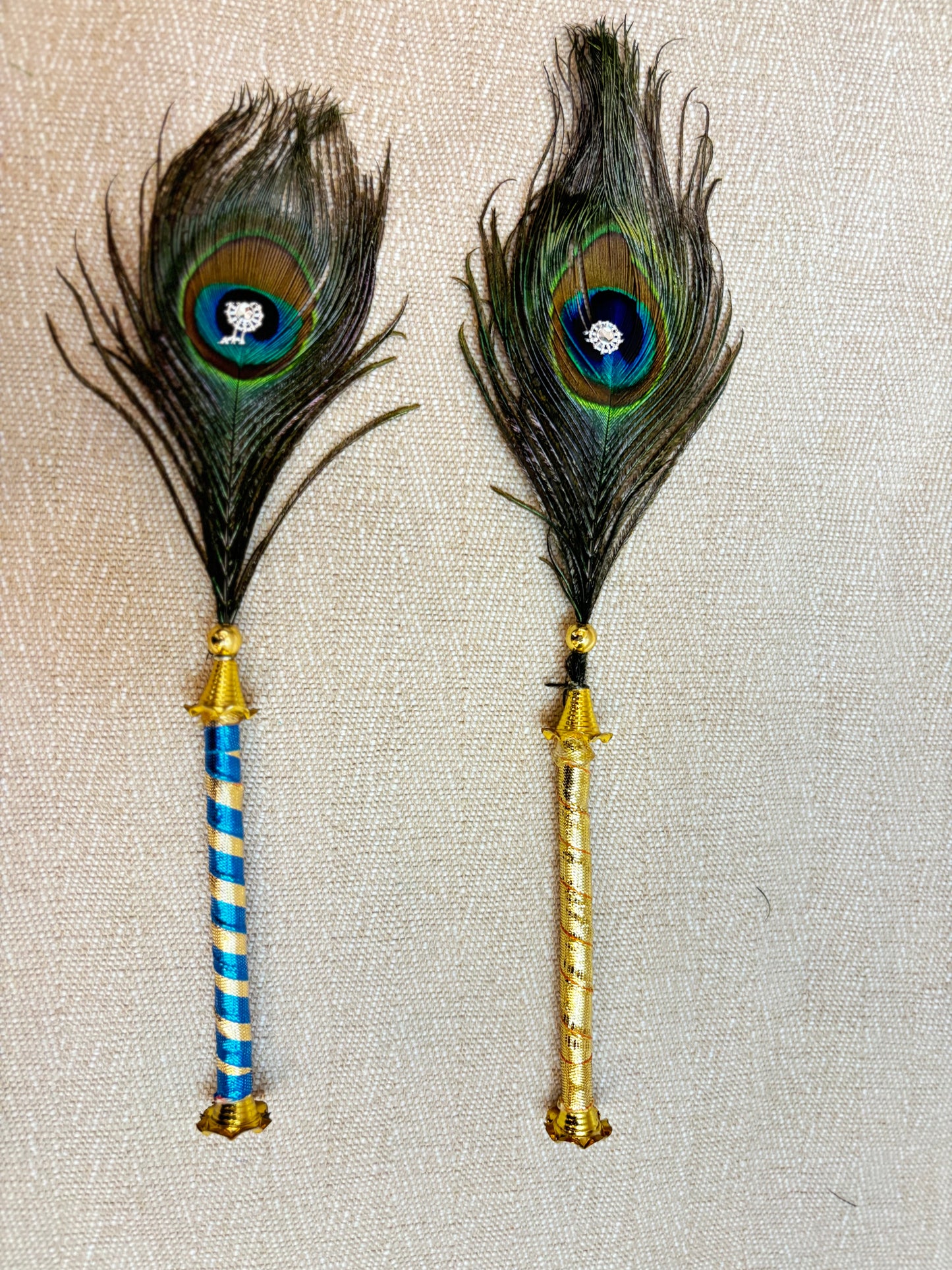 Big Peacock feather Stick for Laddu gopal Ji ( Pack of 2)