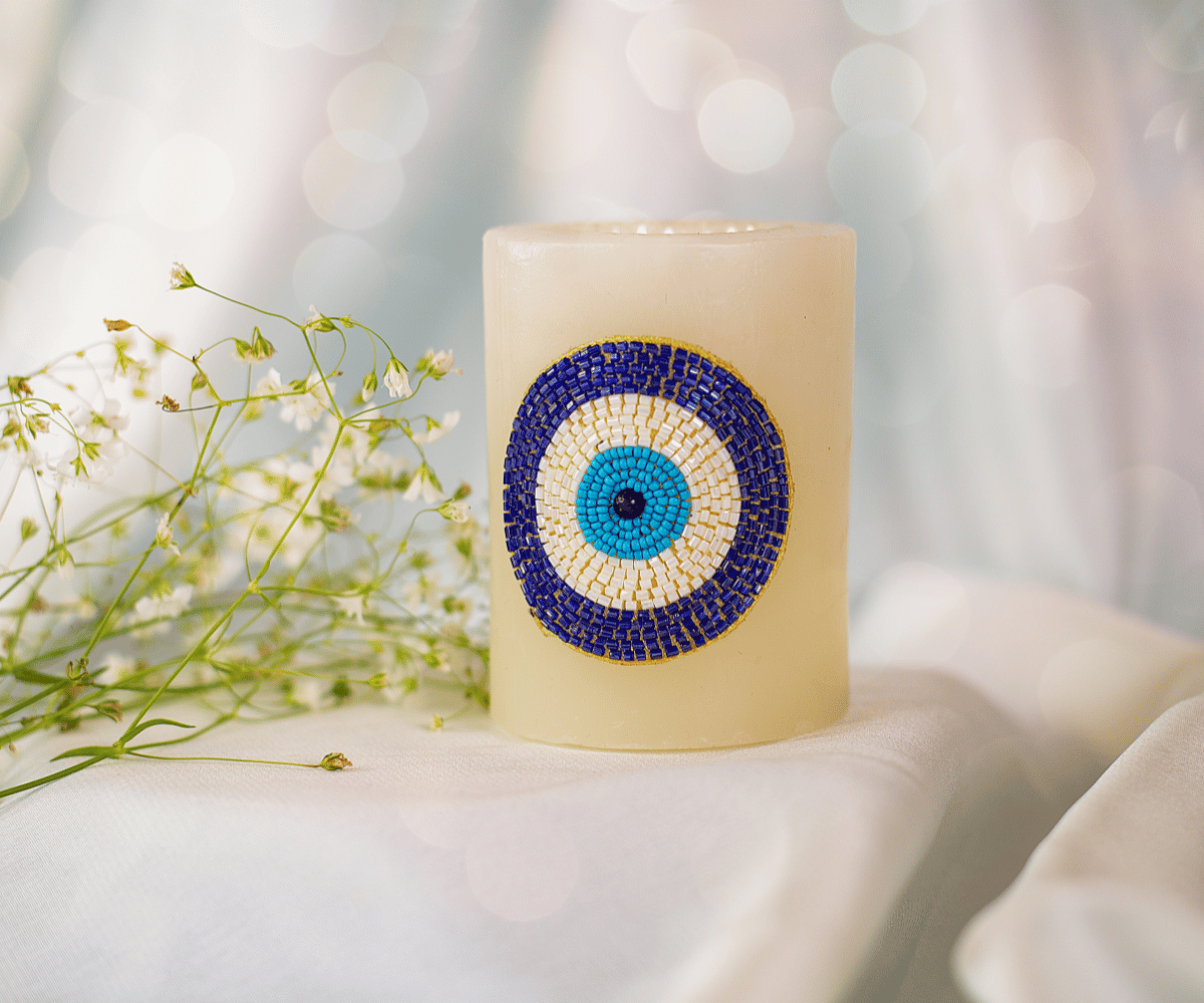 Blue Evil Eye Candle Holder