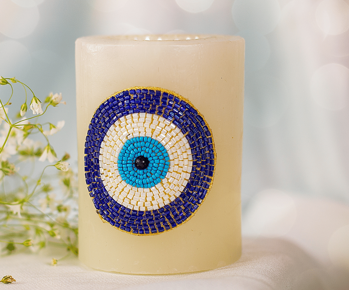 Blue Evil Eye Candle Holder