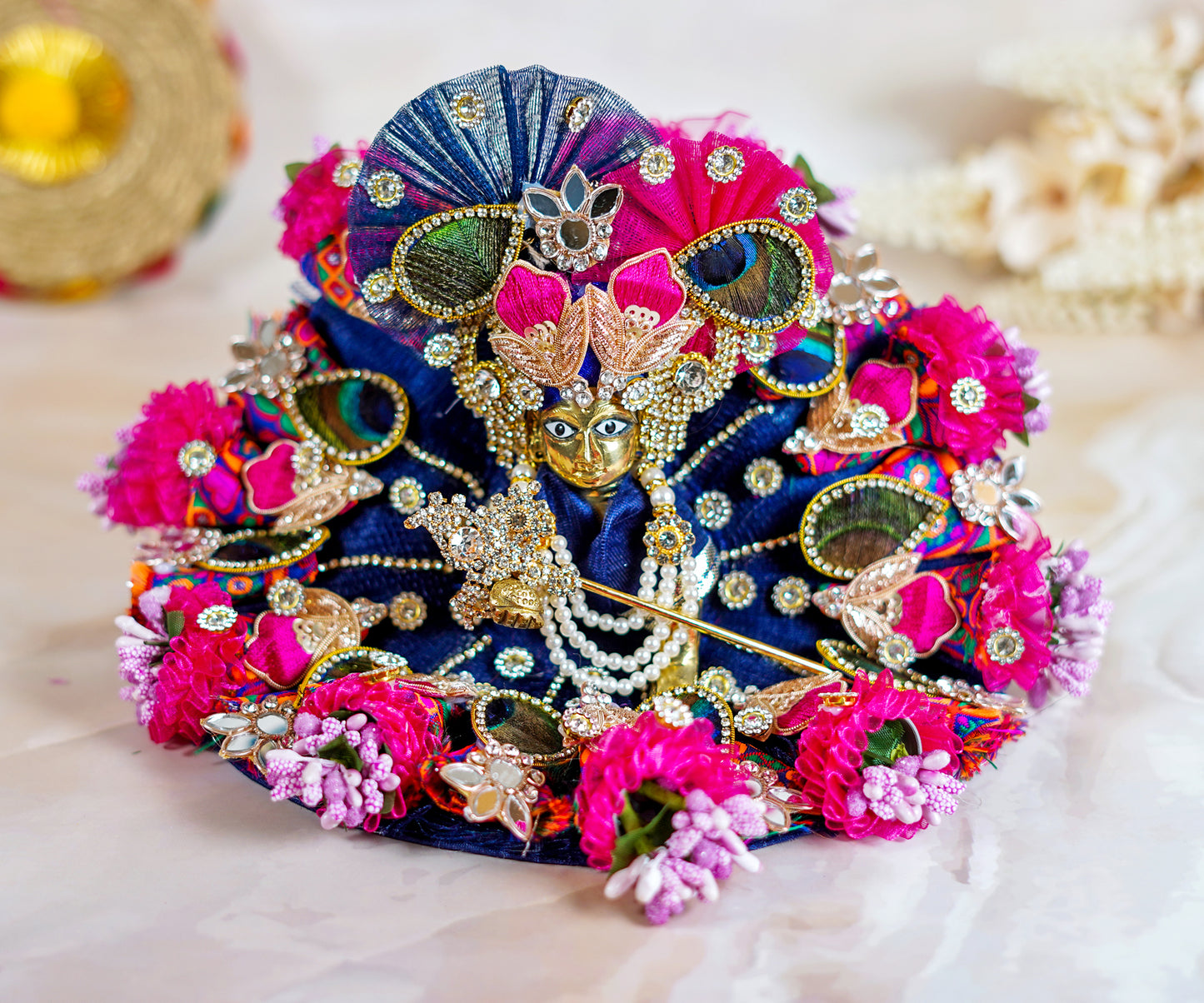 Blue Pink Cone Laddu Gopal Dress