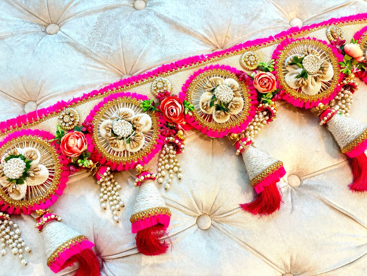 Pink with Jute flower Toran