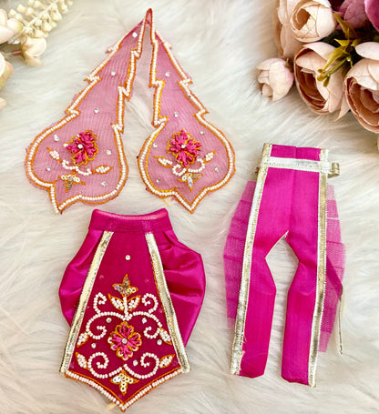 Luxe - RK  / Yugal Sarkar/  Laxmi ji & Ganesh ji Set Magenta Pearl Lehenga & Dhoti - 6 piece set