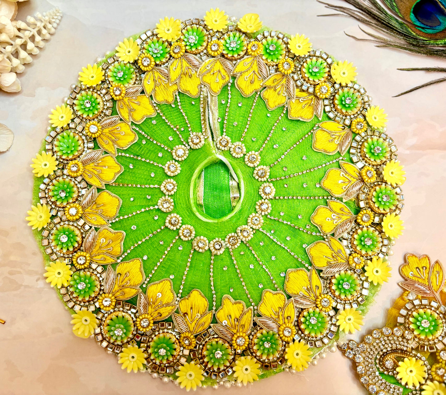 Teej Special Heavy Green Flower Laddu Gopal Dress