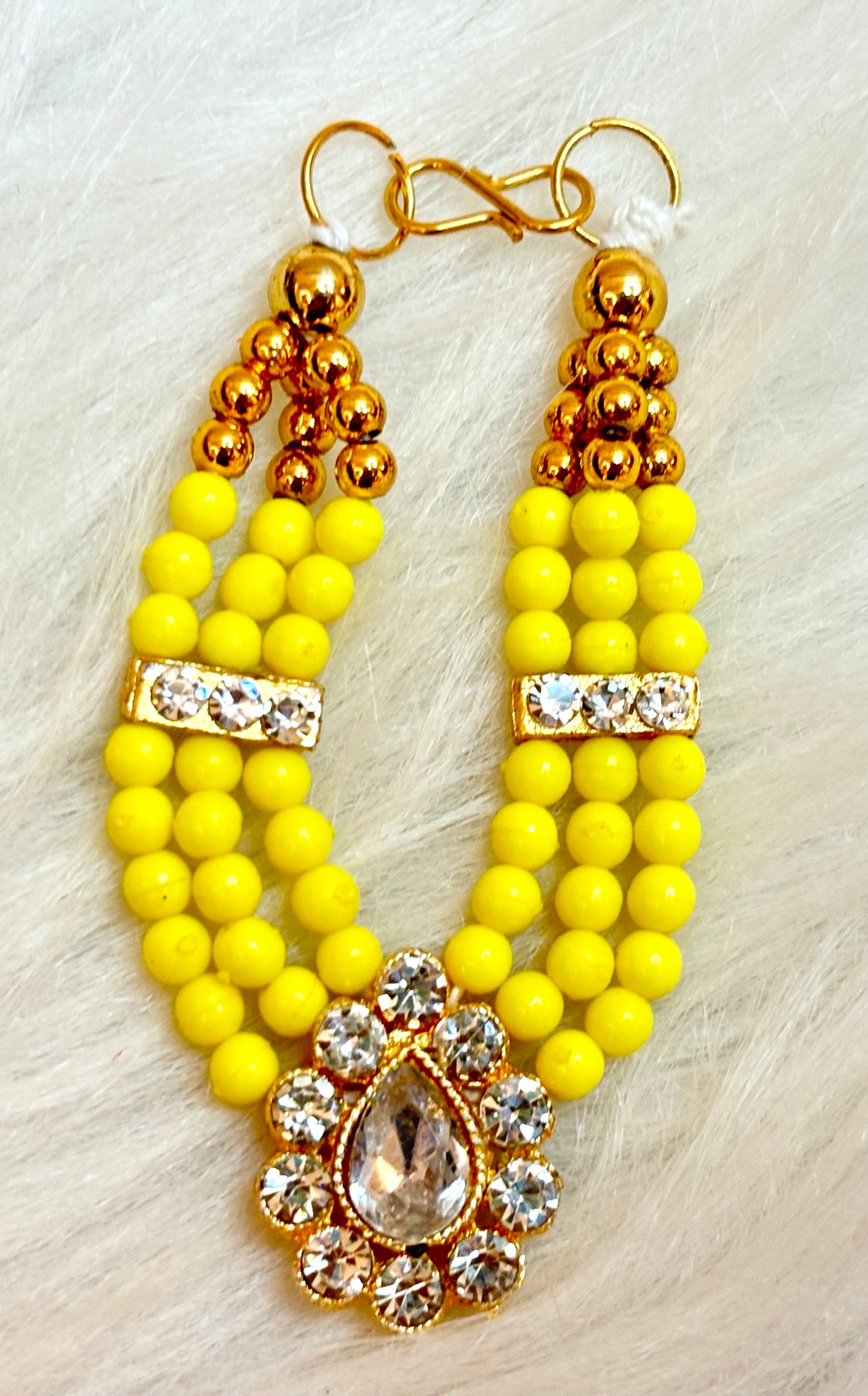 Lemon yellow Stone Necklace / Haar for laddu gopal ji (Free Size)