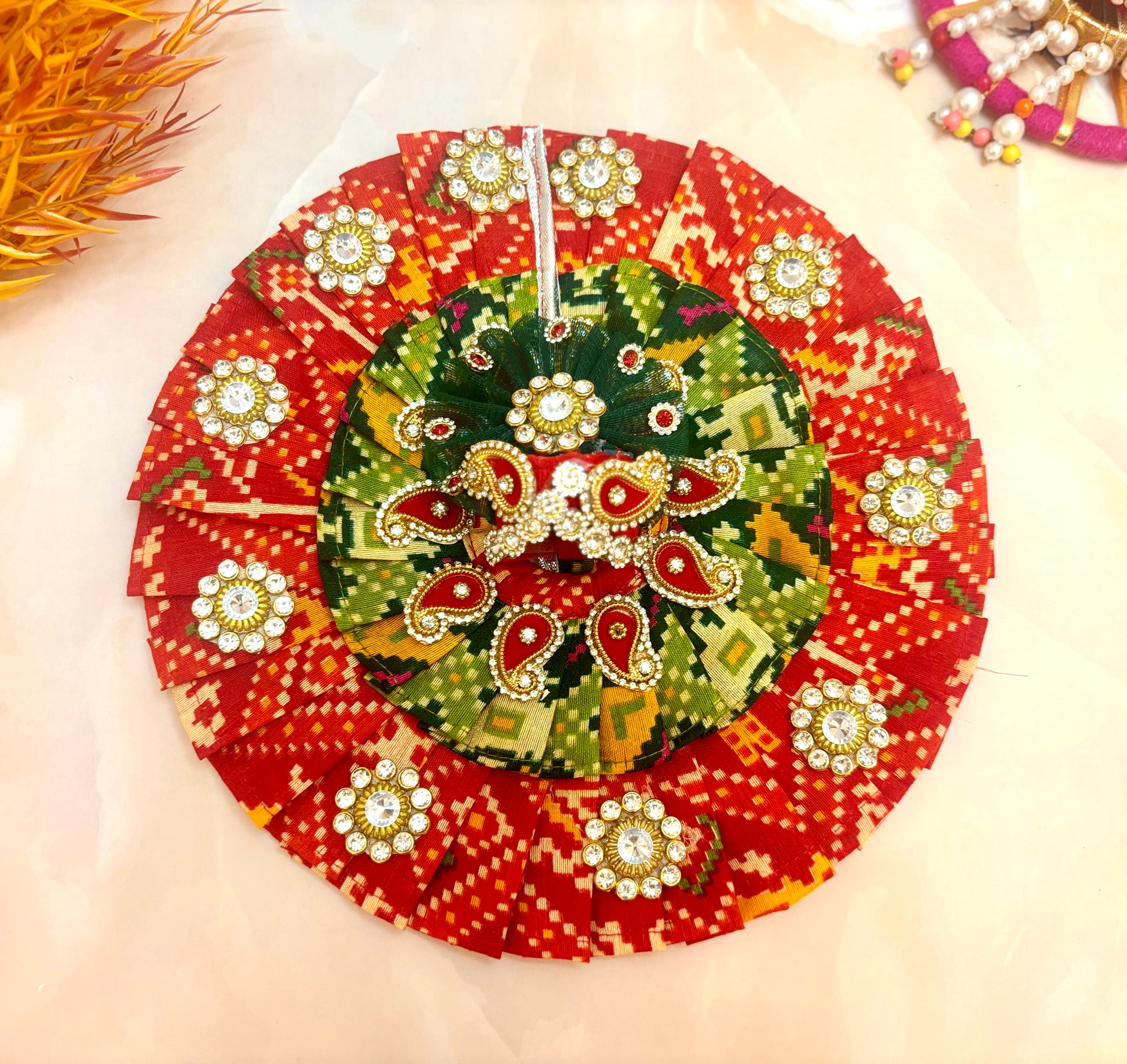 Red & Green Laddu Gopal Dress