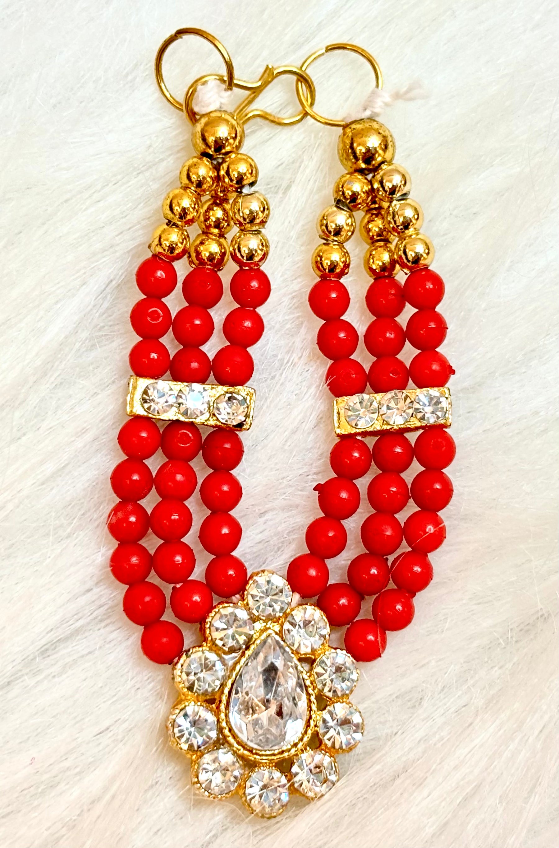 Red Stone Necklace / Haar  for laddu gopal ji (Free Size)