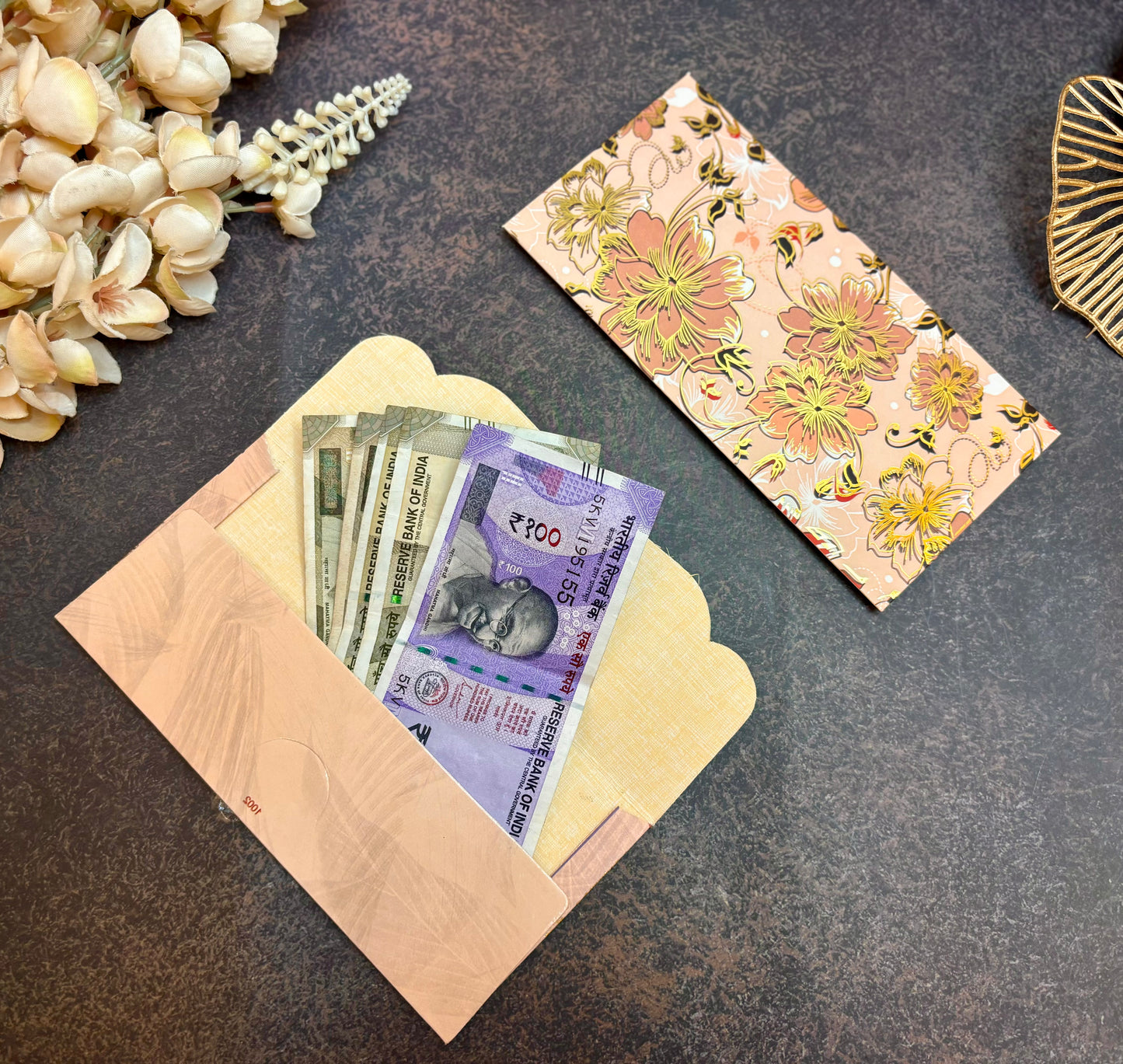 Paper Money Envelopes - Flower Goldfoil Theme (Pack of 10)