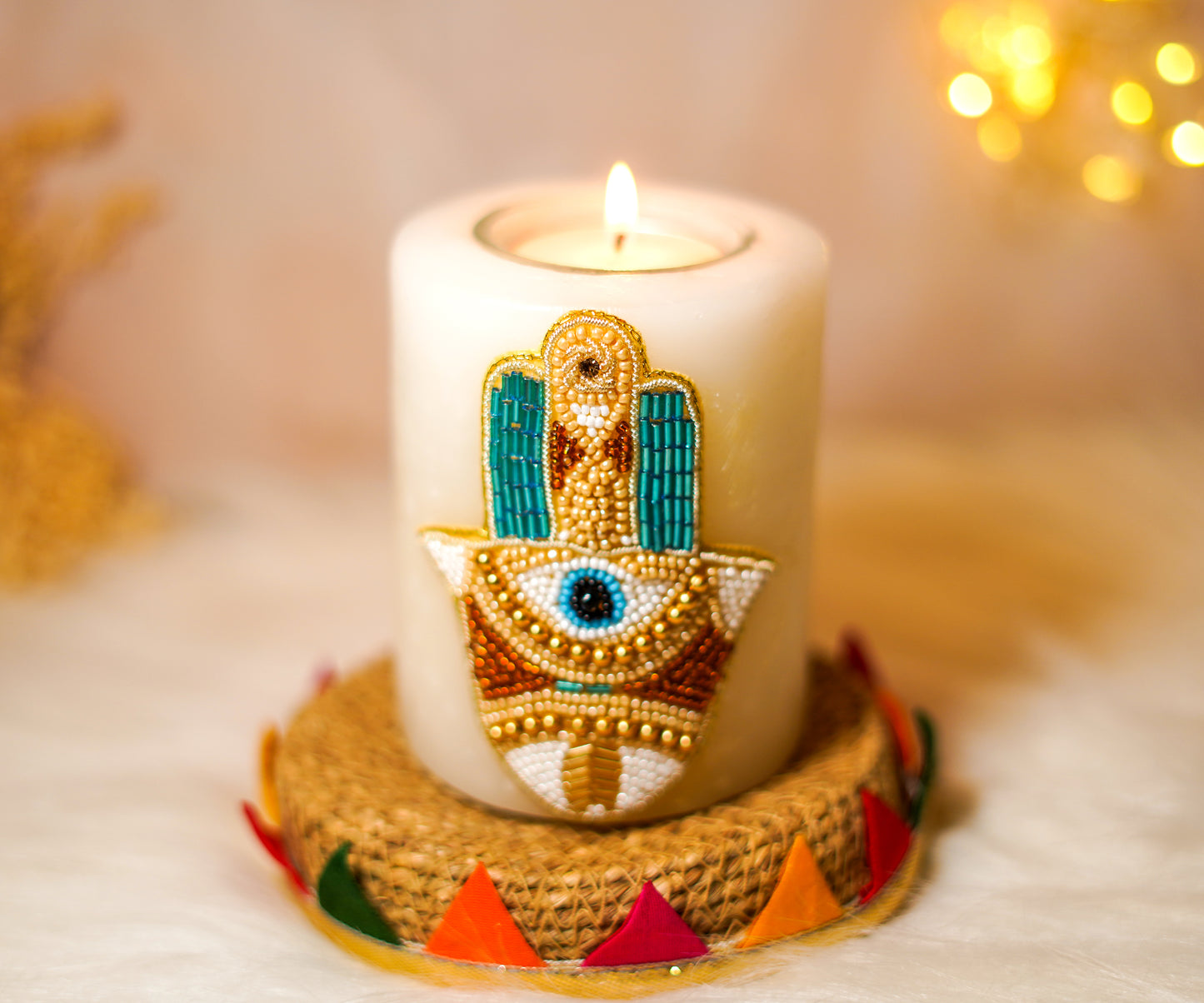 Hamsa Evil Eye Candle Holder