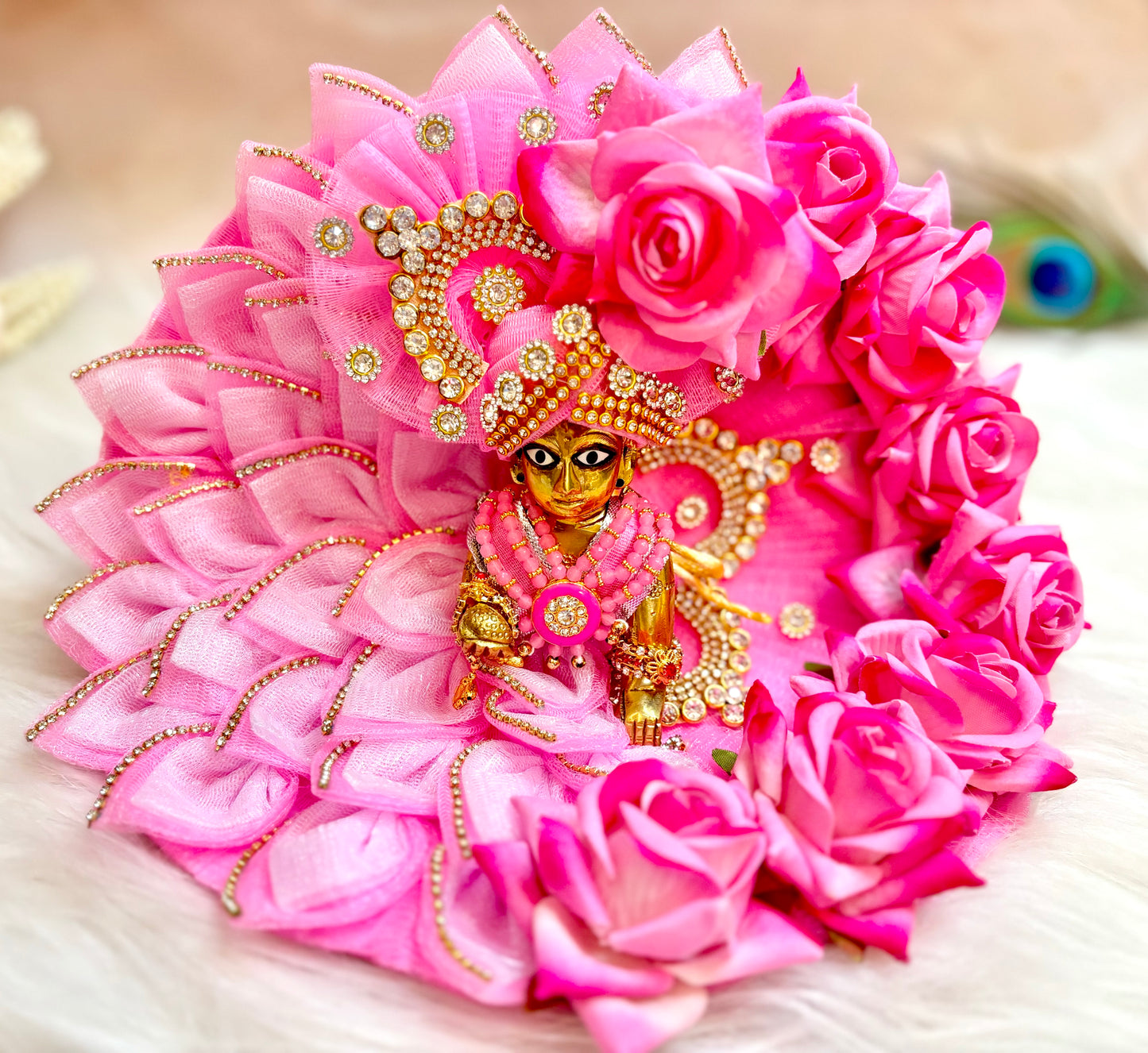 Light Pink Rose Laddu Gopal Dress