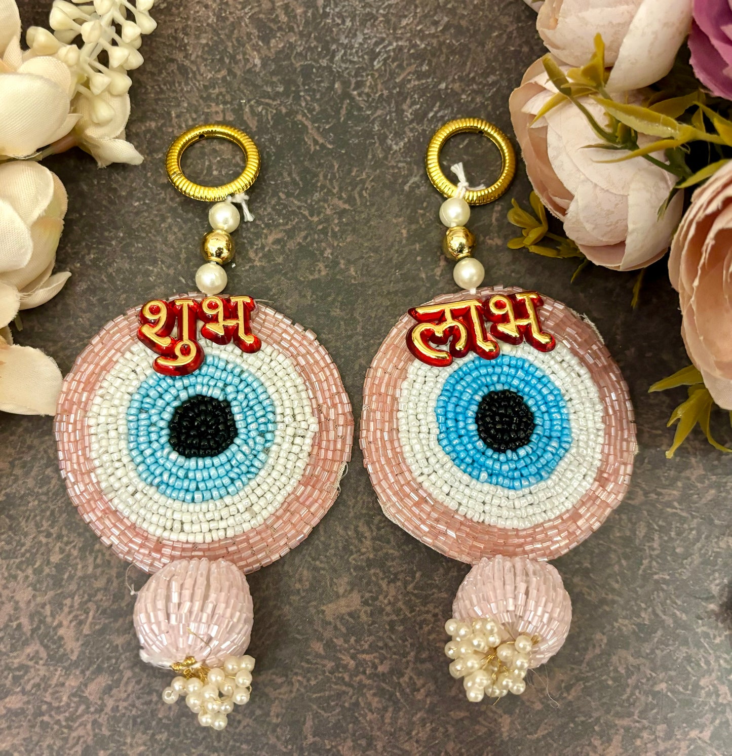 Pastel Pink evil-eye Shubh Labh Hanging