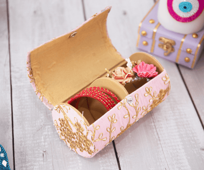 Pink Embroidered Bangle Holder Box