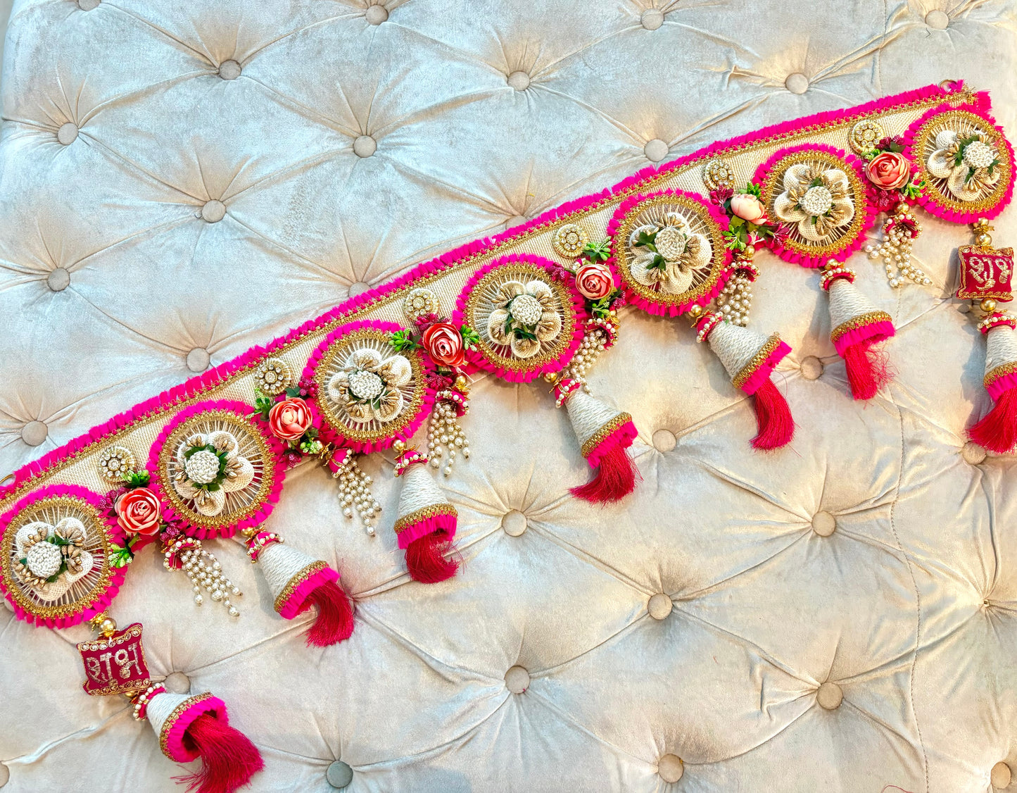 Pink with Jute flower Toran