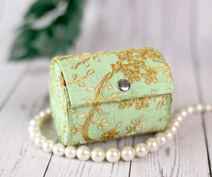 Sea Green 4" Embroidered Bangle Holder Box