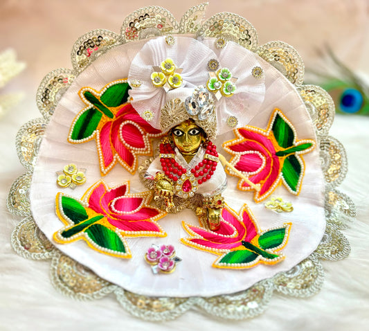 White & Pink Lotus Laddu Gopal Dress