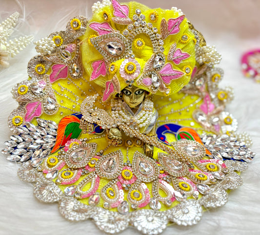 Yellow Peacock Heavy Laddu Gopal Dress